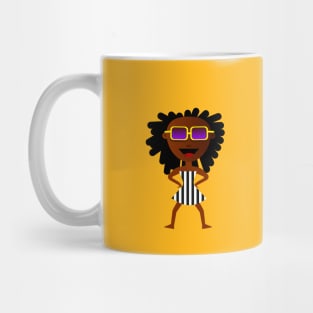 Cartoon funny african girl with sunglasses Mug